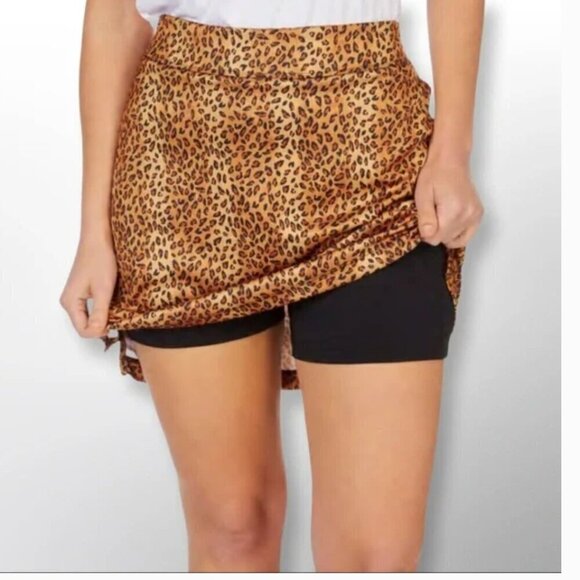 Greg Norman Leopard Print Golf Skort Skirt Size Large